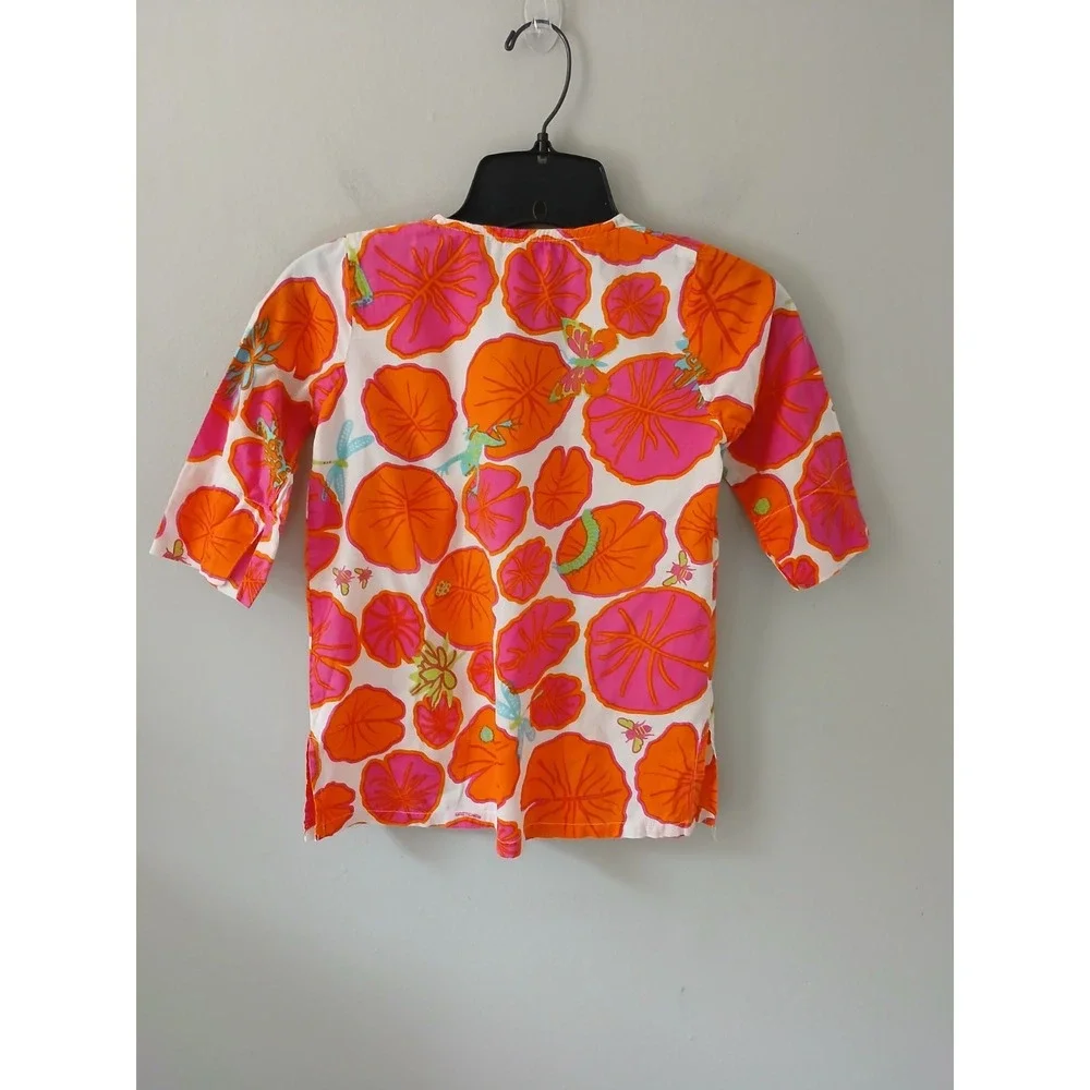 Gretchen Scott Girls Size 4/6 Blouse 3/4 Sleeve Floral Nature Animal 100% Cotton - Picture 9 of 12